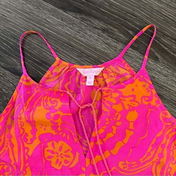 Lilly Pulitzer Finn Silk Halter Tank Top Seaesta Pink New - Picture 4 of 7